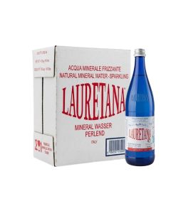 Lauretana Natural Mineral Water – Sparkling – 750ml Blue Glass Bottle – 6 Bottles per Carton