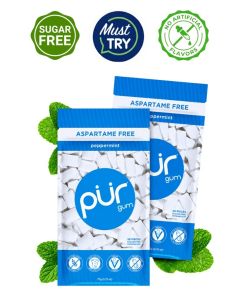 PUR Gum / Aspartame Free Chewing Gum / 100% Xylitol / Sugar Free, Vegan, Gluten Free & Keto Friendly / Natural Peppermint Flavored Gum, 55 Pieces (Pack of 2)
