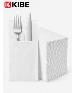 25 PCS Disposable Dinner Napkins, 40 x 40 cm 2-Ply Thickened White Cutlery Pocket Napkins for Weddings, Restaurants, Hotels and Parties