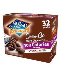 Blue Diamond Almonds Dark Chocolate Cocoa Dusted Snack Nuts, 100 Calorie Packs, 32 Count