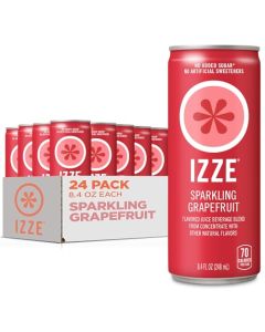 IZZE Sparkling Water Juice Beverage Blend Grapefruit No Sugar Added 84 FL OZ 24 Cans