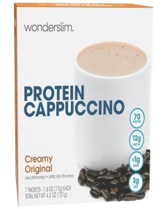 Wonderslim Protein Coffee Drink Mix with Casein Protein – 7 ct (Cappuccino)