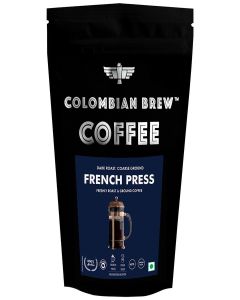 Colombian Brew Arabica French Press Coffee Powder, Dark Roast Strong, 100g Pouch