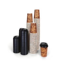 Upper Midland Products Pack Of 100 2.5 Oz Disposable Espresso Cuban Coffee Mini Cups With Lids, Paper Cups With Plastic Dome Sip Lid Sample Size Multi Use (100 Count (Pack of 1))