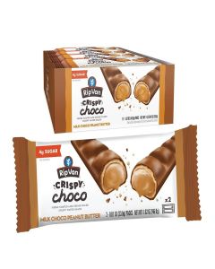 Rip Van Crispy Choco - Chocolate Coated Peanut Butter Wafer Bars - Low Sugar Fudge and Peanut Butter Cream Filled Snack - 12 Pack