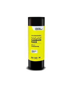 Multi-Purpose Drawstring Garbage Bag Roll for Garbage Bin/Dust Bin/Waste Basket/50 Gallons/20 Bags/75x103 cm Black (Pack Of 1)