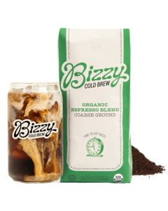 Bizzy Organic Cold Brew Coffee Espresso Blend Coarse Ground Coffee MediumDark Roast Micro Sifted Specialty Grade 100 Arabica 1 LB