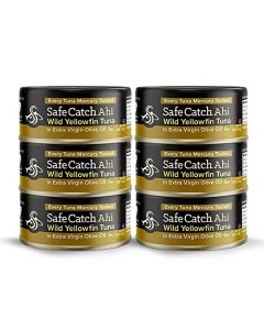 Safe Catch Wild Ahi Yellowfin Tuna Fish Canned Wild Caught Lowest Mercury Lean Protein Omega 3 GlutenFree Kosher in Extra Virgin Olive Oil Pack of 6