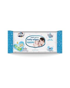 WOW Baby Wipes - Mild Fragrance 99% Water Wipes / Extra Thick Long Wipes with Organic Aloe Vera, Chamomile Extract and Vitamin E, Gentle on sensitive skin/ 64's Single Pack