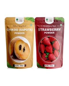 Bliss Of Earth 200gm Chikoo Sapota Powder & 200gm Strawberry Powder Natural Spray Dried