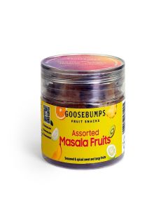 Goosebumps Assorted Masala Fruits / Dehydrated Mix Fruits - Orange, Mango, Kiwi, Pomelo, Guava & Plums / Chatpata Dried Fruits Healthy Snack for kids and adults / 150 gms