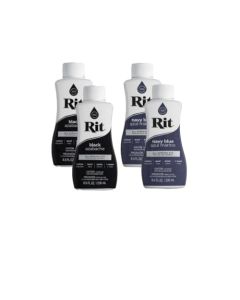 Rit All Purpose Liquid Fabric Dye Bundle 4 Pack 2 Black 8oz Dye 2 Navy Blue 8oz Dye