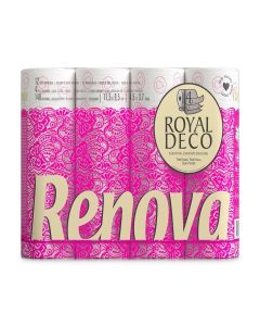 Renova Royal Deco Toilet Paper, 12 Rolls, White, 4-Ply, Lotion and Perfumed,Super Soft, Dermatologically and Gynaecologically Tested, 140 Pulls/Roll (1680 Sheets Total) / First Time in India