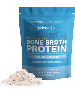 Paleovalley 100 Grass Fed Beef Bone Broth Protein Powder Rich in Collagen Peptides for Hair Skin Gut Health Bone and Joint Support 15g Protein Per Serving No Gluten or GMOs