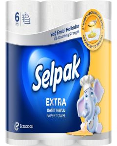 SELPAK Extra Kitchen Towel Tissue Paper 3ply 6 Rolls/Pack with Oil Absorbing Strength