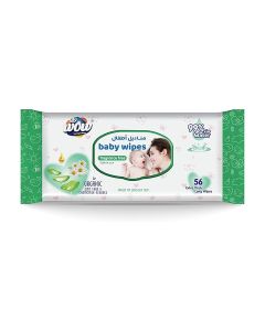 WOW Baby Wipes - Fragrance Free 99% Water Wipes / Extra Thick Long Wipes with Organic Aloe Vera, Chamomile Extract and Vitamin E, Gentle on sensitive skin/ 56's Single Pack