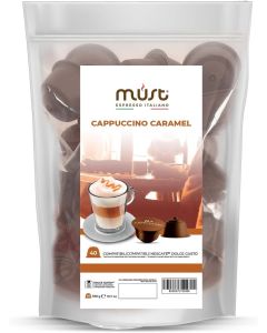 MUST 40 Capsules, Coffee Capsules Self Protected in 100% Recyclable Plastic, CAPPUCCINO CARAMEL blend Pack of 40 Capsules Compatible with Dolce Gusto Machine, Made in Italy