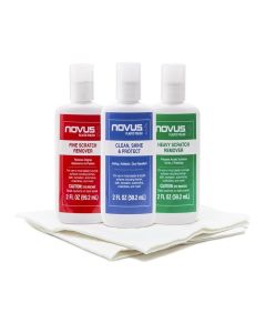 NOVUS -PK1-2 / Plastic Clean & Shine #1, Fine Scratch Remover #2, Heavy Scratch Remover #3 and Polish Mates Pack / 2 Ounce Bottles