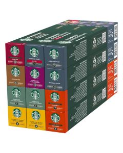 Starbucks Variety Pack 8 Flavors by Nespresso Coffee Pods (Pack of 12, Total 120 Capsules)