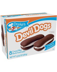 Drake's Devil Dogs - 8 Individually Wrapped Creme Filled Devil's Food Cakes