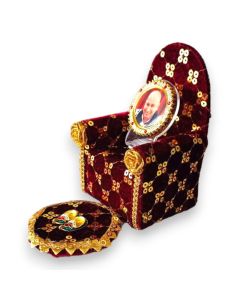 Tickle Cart Guruji Darbar Singhasan with Guruji Swaroop and Charan Paduka Imported Wood Premium Fabric Jai GURU JI Limited Stock