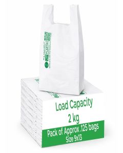 ECOZ Compostable & Biodegradable Carry Bags / Eco-Friendly Plastic-Free Shopping Bag for Grocery, Food, Retail & Vegetables / 9x13 Inch / Aprrox Pack of 125 / Load 2kg Capacity / for Supermarket