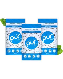 PUR Aspartame Free Peppermint Chewing Gum - Pack of 3