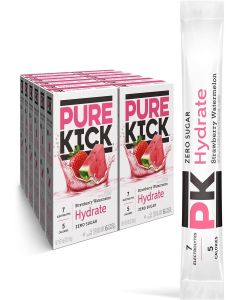 Pure Kick Hydration Singles To Go Drink Mix, Strawberry Watermelon, Includes 12 Boxes with 6 Packets in each Box, 72 Total Packets