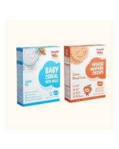 Simply Fils Baby cereal with Milk Jasmine Rice + Simply Fils Veggie Wafers Crisps Carrot Mixed Fruits