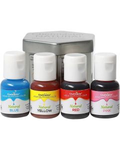 Chefmaster Natural Liqua-Gel Food Coloring Kit - 4 Count Pack with Plant-Based Ingredients