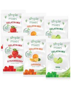 Simple Mixes Natural Gelatin Variety Pack 2 Each Strawberry Orange Lime Healthy DyeFree No Gluten or Fat Kosher 6 Pack