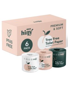 ecoHiny Premium Soft Bamboo Toilet Paper PFAS Free 6 Mega Rolls 3 ply 350 Sheets Non Toxic FSC Certified Septic Safe BPA Free Tree Free Toilet Tissue Plastic Free Packaging