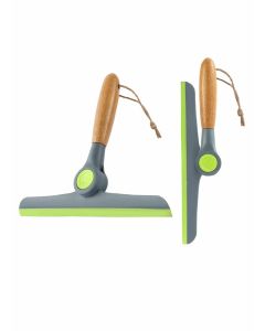 2 Pack Foldable Window Squeegee with Wooden Handle - Versatile Rubber Wiper Blades for Effortless Bathroom & Glass Cleaning