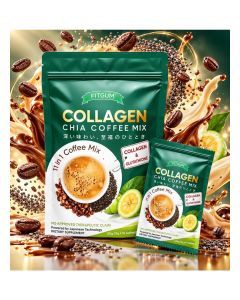 Collagen & Chia Instant Coffee Mix / 120g Pack / Smooth & Creamy 11-in-1 Coffee with Natural Extracts