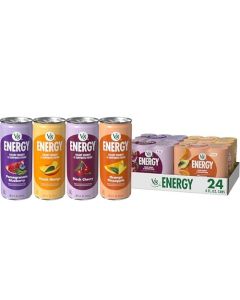 V8 Energy Peach Mango Orange Pineapple Black Cherry and Pomegranate Blueberry Juice Energy Drinks 8 fl oz Can 24 Pack
