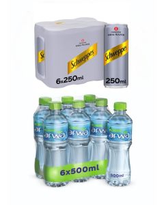 Soda Water Cans with Arwa Water Bottles