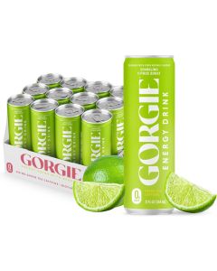 GORGIE Sugar Free Natural Energy Drinks, Sparkling Citrus Burst - 12 Pack with Green Tea Caffeine and Biotin