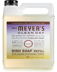 MRS. MEYER'S CLEAN DAY Liquid Dish Soap Refill, Biodegradable Formula, Compassion Flower, Packaging May Vary, 48 fl. oz