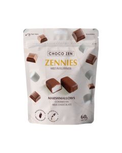 Choco Zen Zennies Melt in Fluffiness Milk Chocolate Marshmallows (60g) /Soft & Fluffy Marshmallows Covered in Premium Belgian ???????? / No Artificial Flavor or Color/ Irresistible Crunchy & Creamy Snack