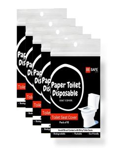 BE SAFE Forever Disposable Toilet Seat Cover, 10 Sheets / Prevent Direct Contact Unhygienic Seats / Easy to Use and Dispose, Flushable Paper DTDCBK Pack of 5