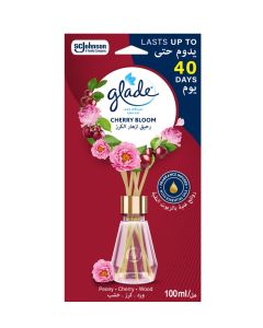 Glade Reed Diffuser Cherry Bloom 100ml / Peony, Cherry & Wood Scent / Home Fragrance / Lasts Up to 40 Days