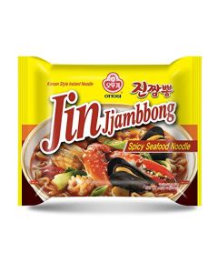 Ottogi Jin Jjamppong Korean Spicy Seafood Ramen 458 oz 130g x 4 Pack Rich Smoky Broth Authentic Korean Instant Noodles