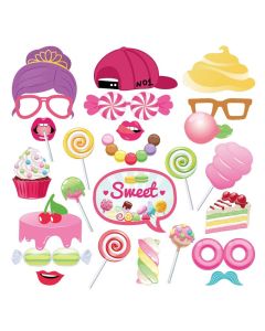 Candy Photo Booth Props25CTLollipopDessertCakeIce CreamCherryDonutChocolateSweet Photo Booth Props with Stick for Candy DecorationsLollipop Party Supplies