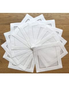 White Linen Cocktail Napkin 6x6A Dozen Cloth Napkin CoastersLadder Hemstitch 100 Linen Beverage Party Napkin Coasters