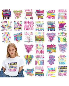 Dazoratix DTF Transfers Ready to Press 30 Sheets Back to 80s Iron on Patches for TShirts Vintage Funny Girls Retro Neon Radio Heat Stickers Bulk Vinyl Decals for Clothes Bag Hat Pillow DIY Crafts