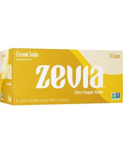 Zevia Zero Sugar Cream Soda - Naturally Flavored 12 Ounce Cans (Pack of 8)