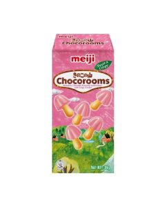Meiji Chocorooms Strawberry Chocolate Flavoured Confectionery with Crispy Cracker 36g