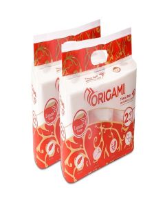 Origami 2 Ply Toilet Tissue Paper Roll - Pack of 12 (200 Pulls Per Roll, 2,400 Sheets)