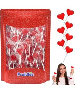 Fruidles Mini Red Heart Lollipops - Strawberry Flavor