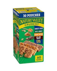 Nature Valley Crunchy Granola Bars Bulk Variety Pack Oats n Honey Peanut Butter Oats n Dark Chocolate 30 TwoBar Wrapped Pouches 60 Bars Total Whole Grain No Artificial Flavors 447 OZ